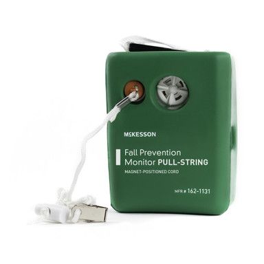 Green fall prevention monitor with a pull-string cord, labeled 