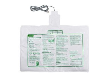 White electric warming pad with attached cable, instructions printed in green.