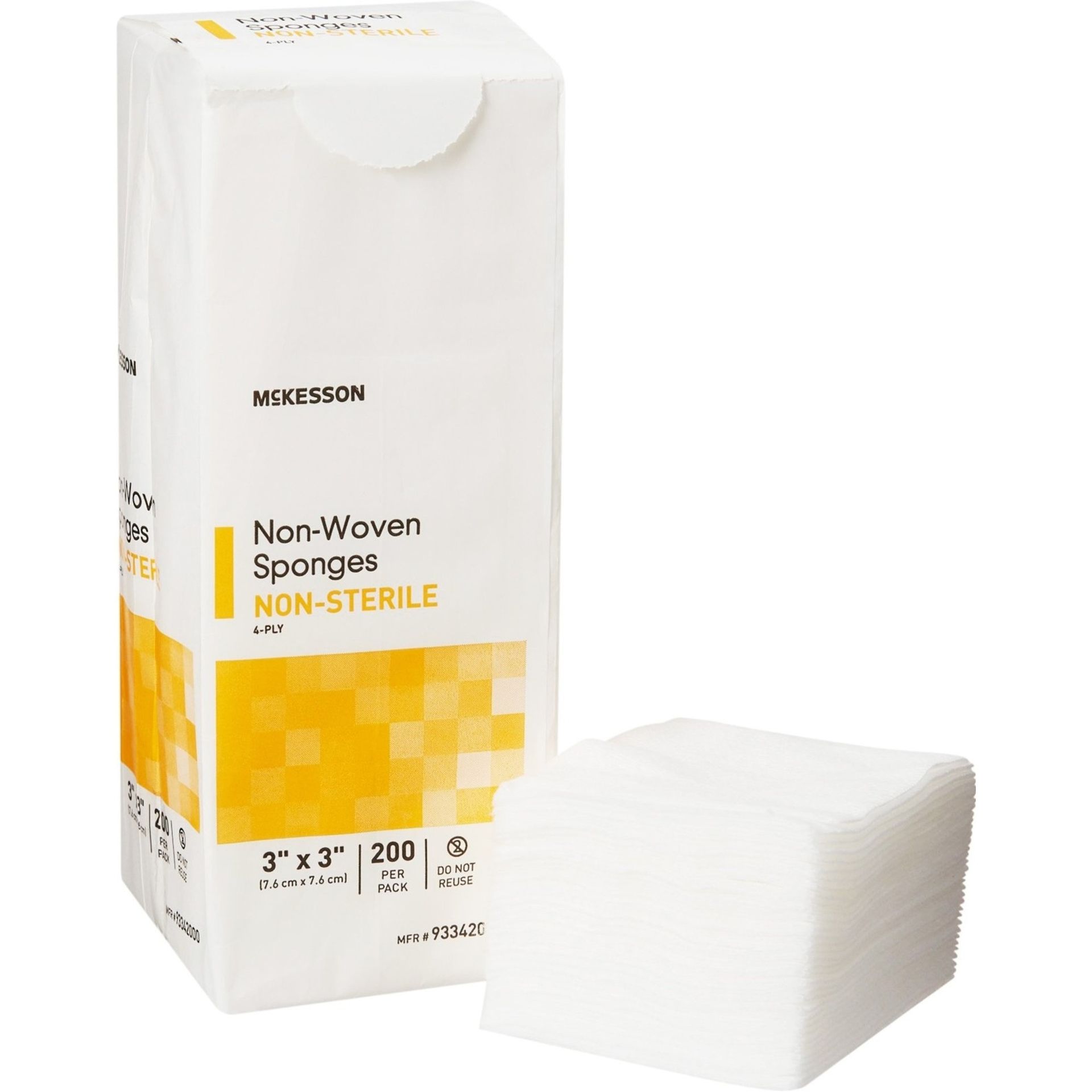 Pack of non-sterile, white, non-woven sponges; 3