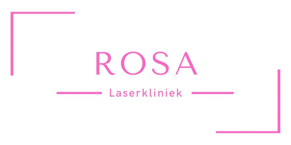 Een roze en wit logo voor een laserkliniek.