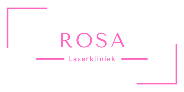 Een roze en wit logo voor een laserkliniek.