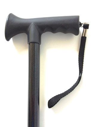 Offset Folding Cane with TPR Handle, Black