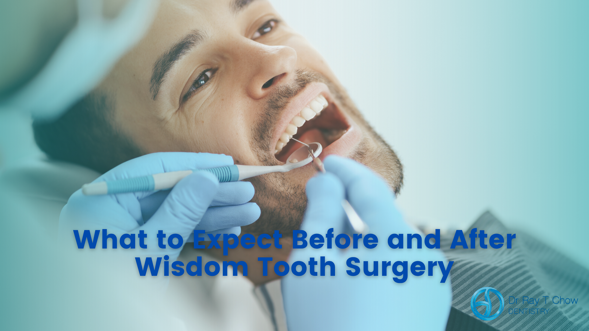 A man is getting his teeth examined by a dentist.