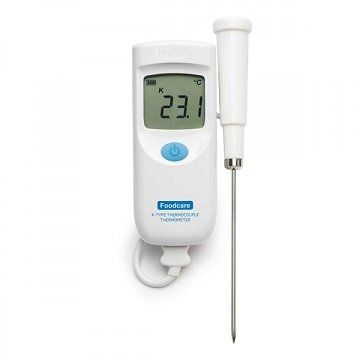 Foodcare food and meat thermometer for restaurants, kitchens and catering with a splashproof and smooth surface.  Ideal for taking the temperature of meat or food