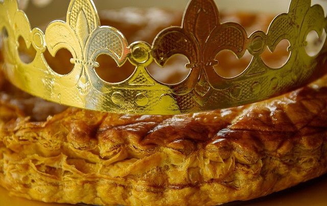 Galette des rois Three Kings cake baked for the Epiphany celebrations that take place on January 6th traditionally ending the Christmas season