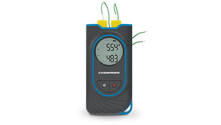 Dual Channel Thermometer with dual display for temperature measurement with K thermocouple probes