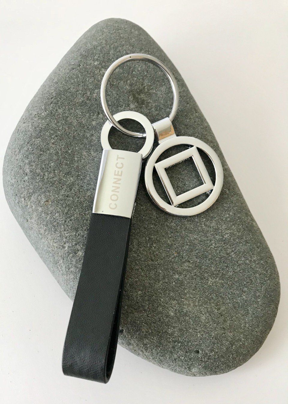 CONNECT black leather key chain