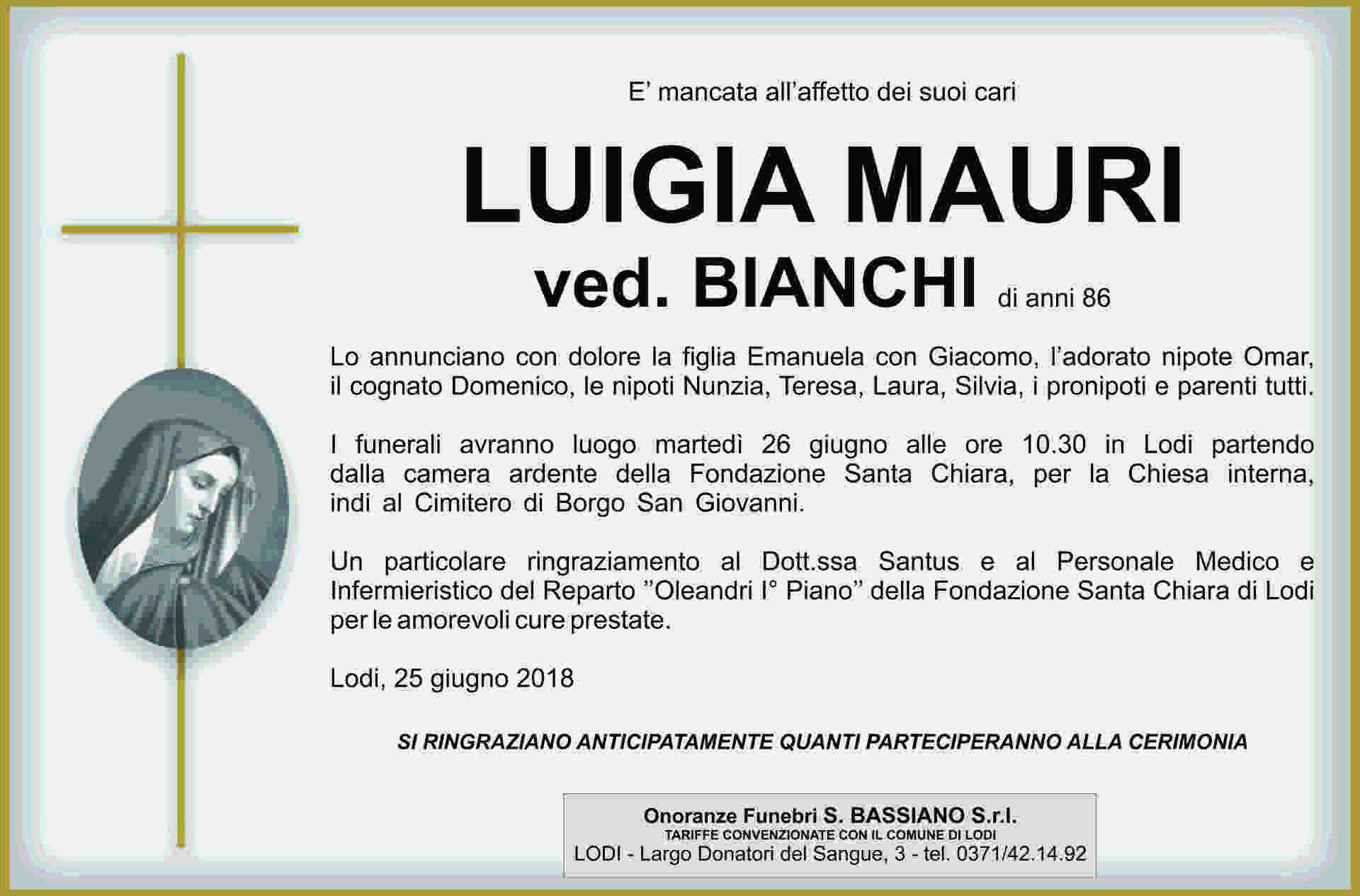 necrologio MAURI LUIGIA