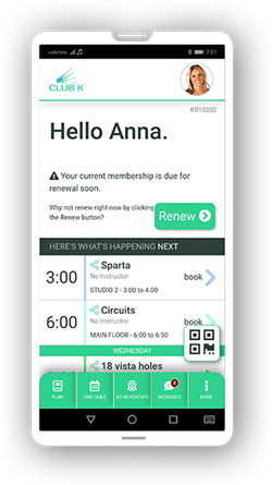 Clublink app to help track your classes and membership