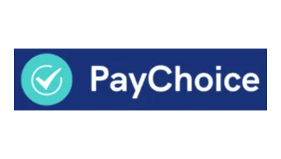 A paychoice logo with a check mark on it