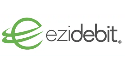 A green and black logo for a company called ezdebit.