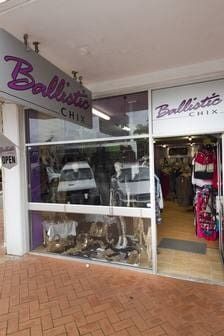 The Front Of A Clothing Store With A Purple Sign Above The Door — Ballistic Chix In Forster, NSW