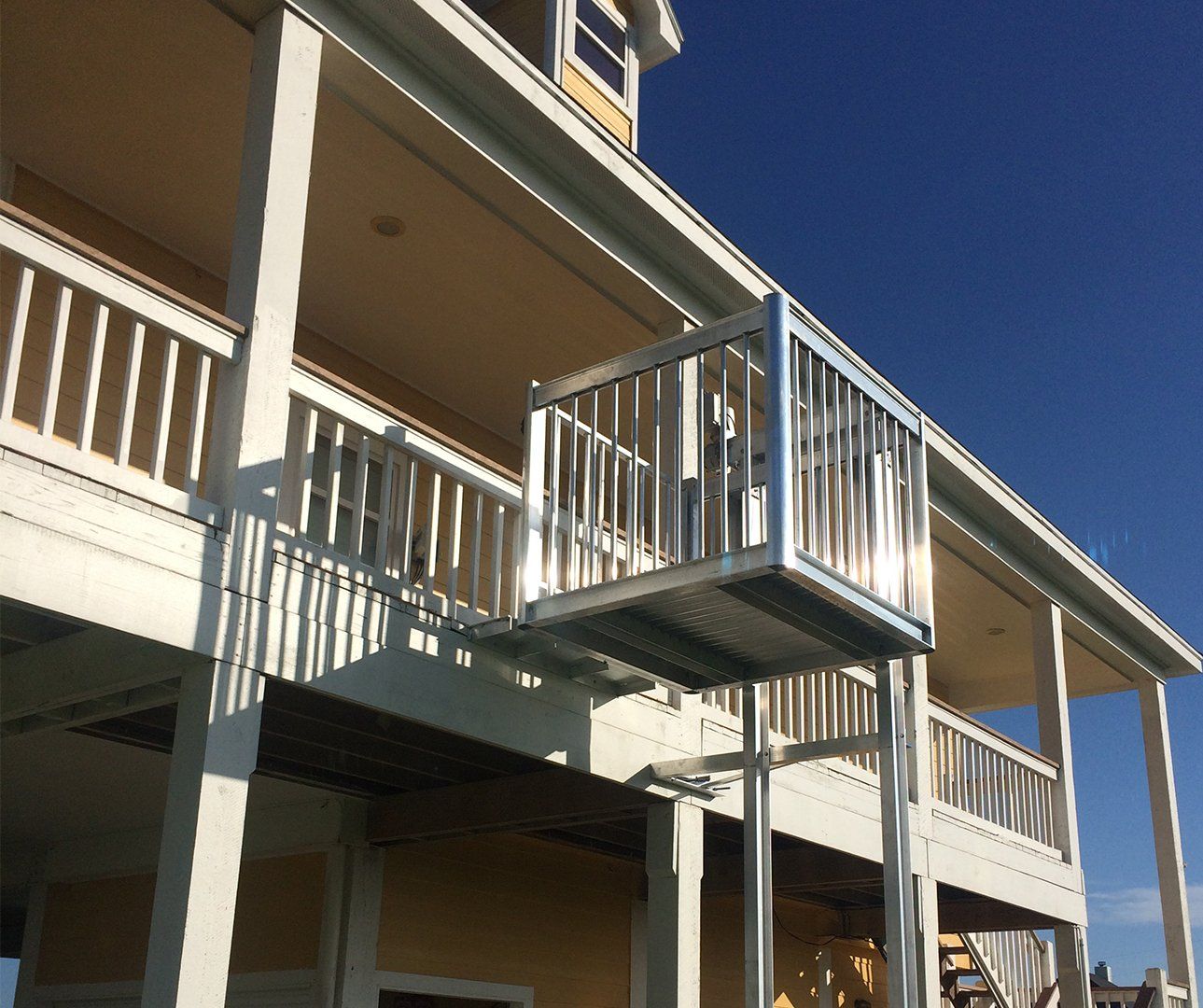 Cargo Lift on the exterior of an elevated home