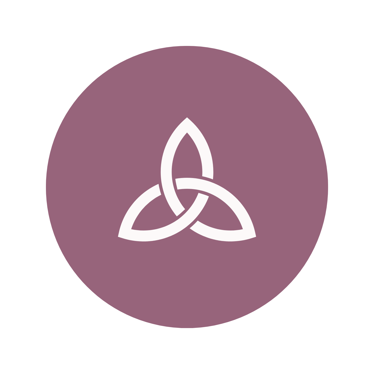 Icoon: Triquetra/Knooppunt, symbool voor de Waarden Vrijheid, Integriteit en Verbinding in de filosofie van Asaya.