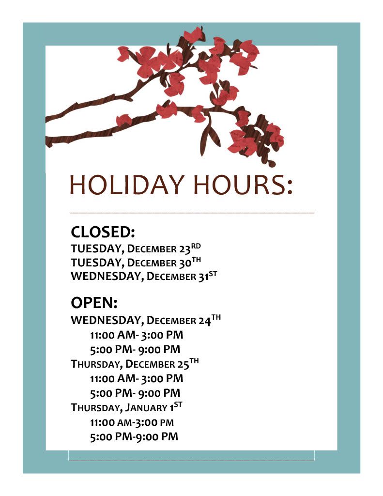 lao garden 2025 winter holiday hours