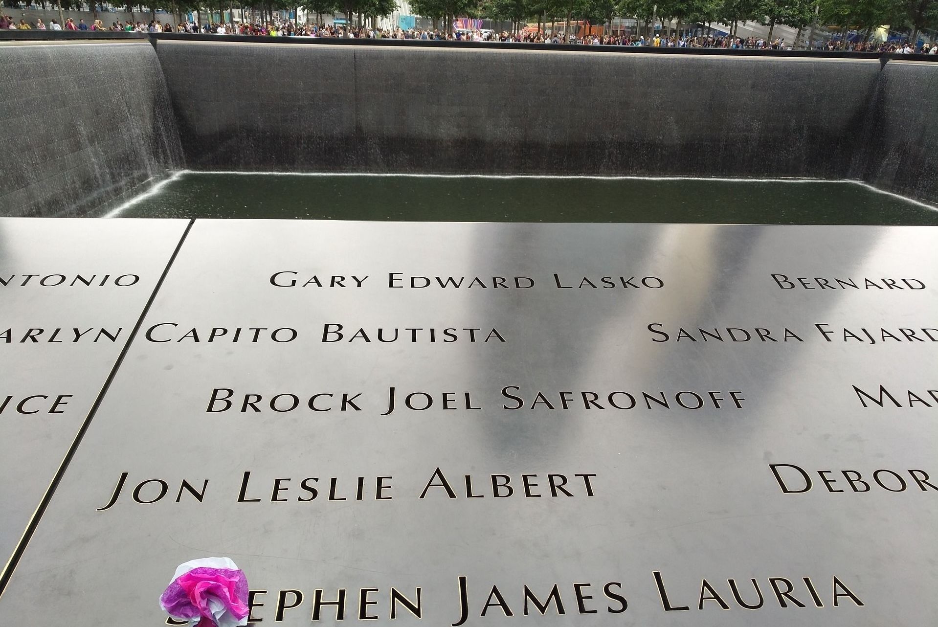 Names engraved on a memorial, including 