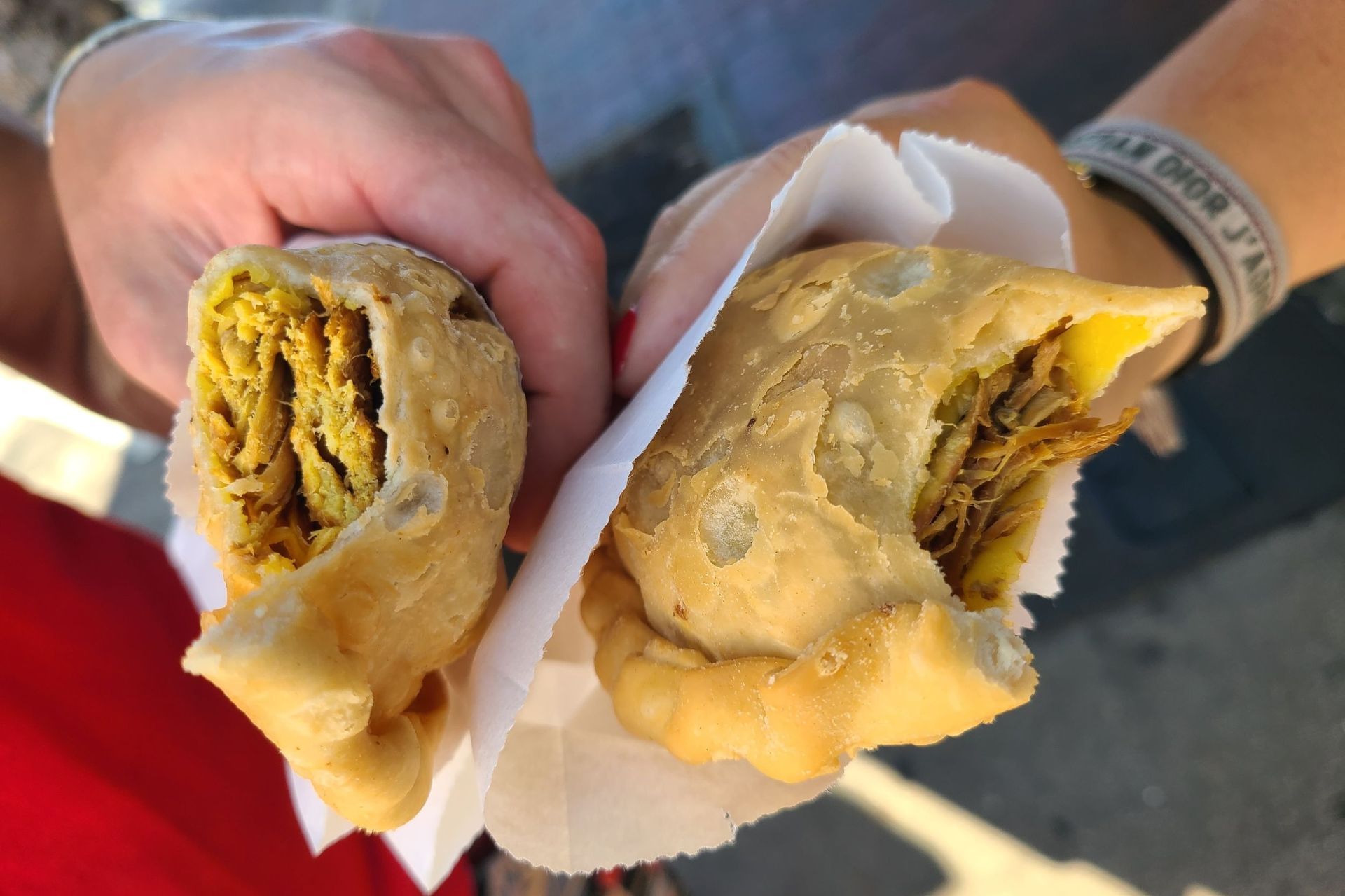 A closeup of street food.