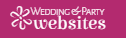 Wedding Party Websites logo with white floral icon and text on pink background