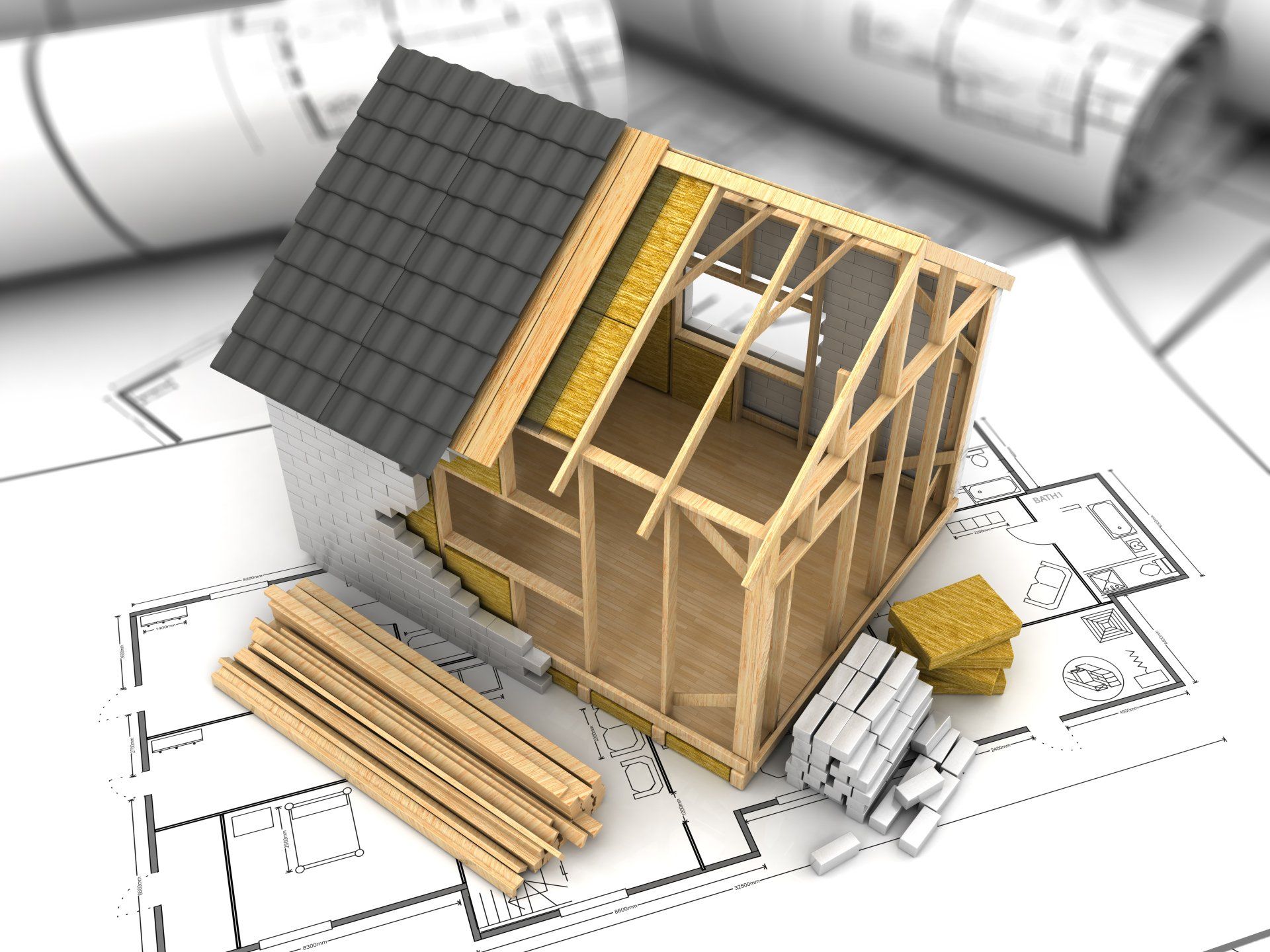 modern frame house project model