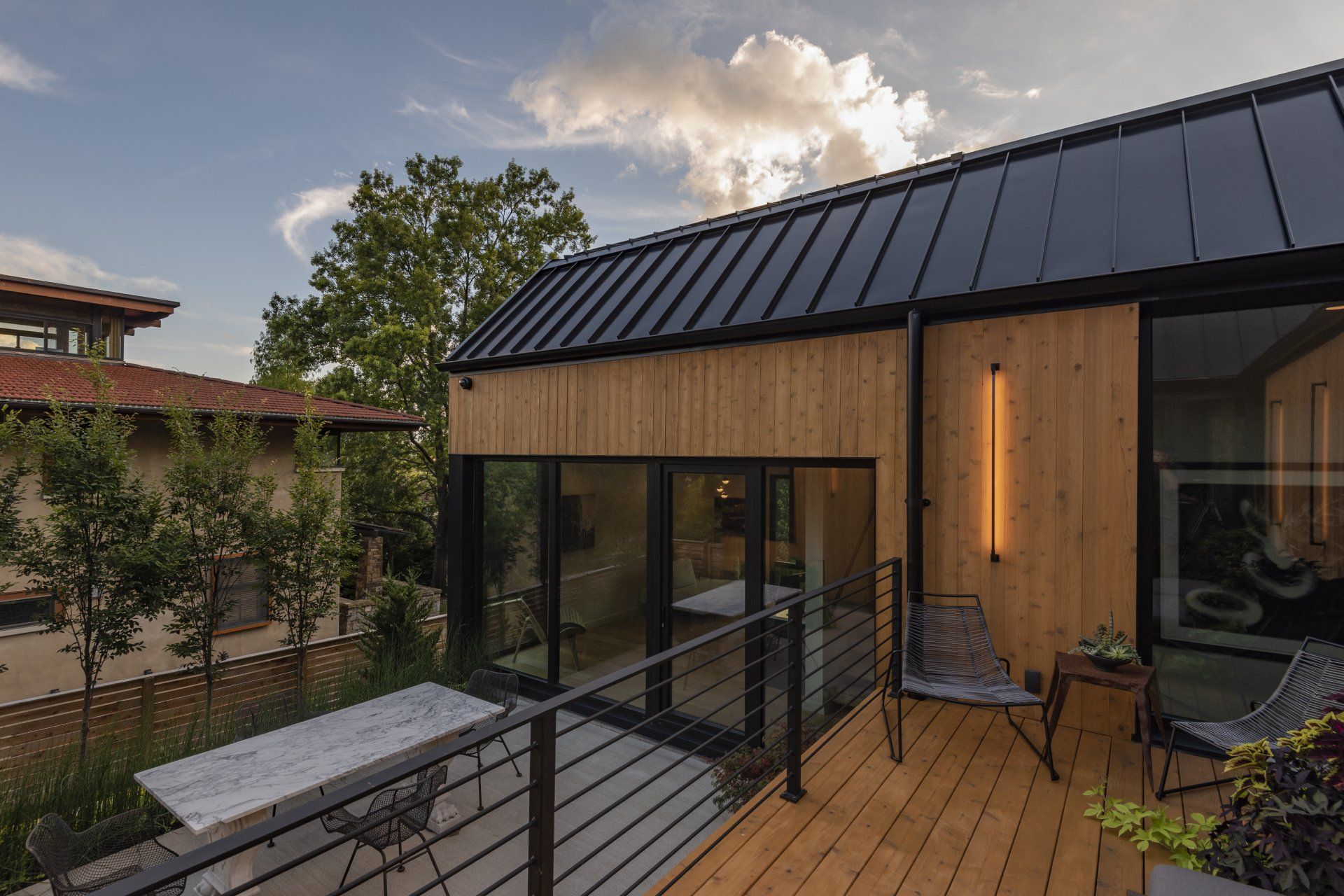 Courtyard view of a modern high performance home