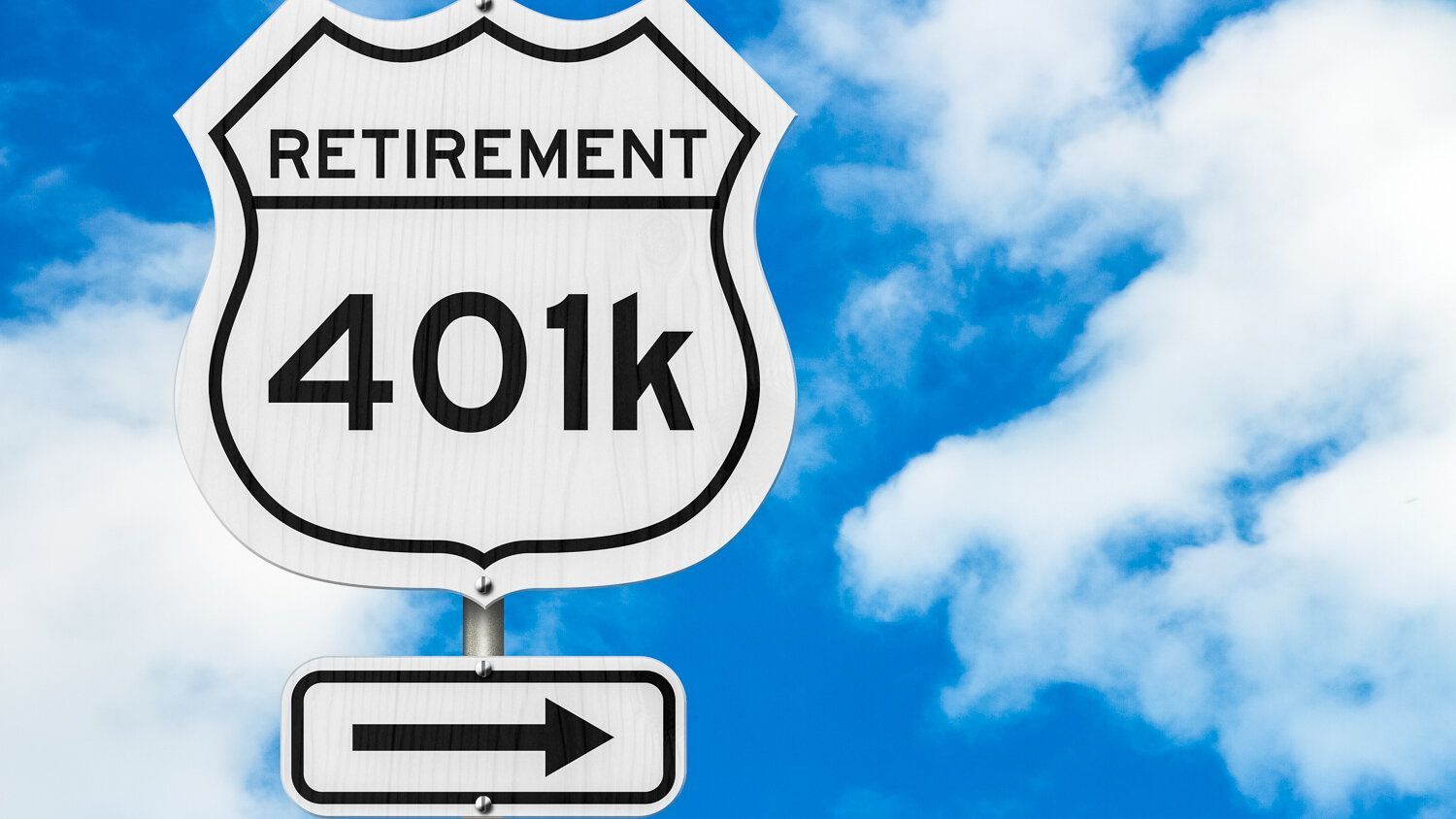 A sign that says retirement 401k with an arrow pointing to the right