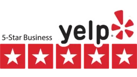 Yelp five-star business badge for Spora Mold Remediation, recognized for excellence in mold and water damage services.