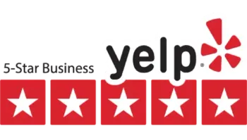 A yelp logo with five stars on it