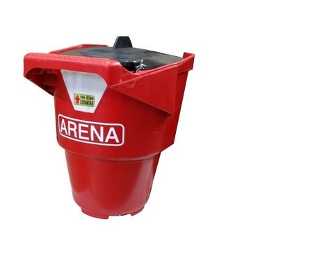 Contenedor de basura "ARENA" de color rojo con tapa negra, para exterior.