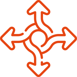 An icon showing multiple directions