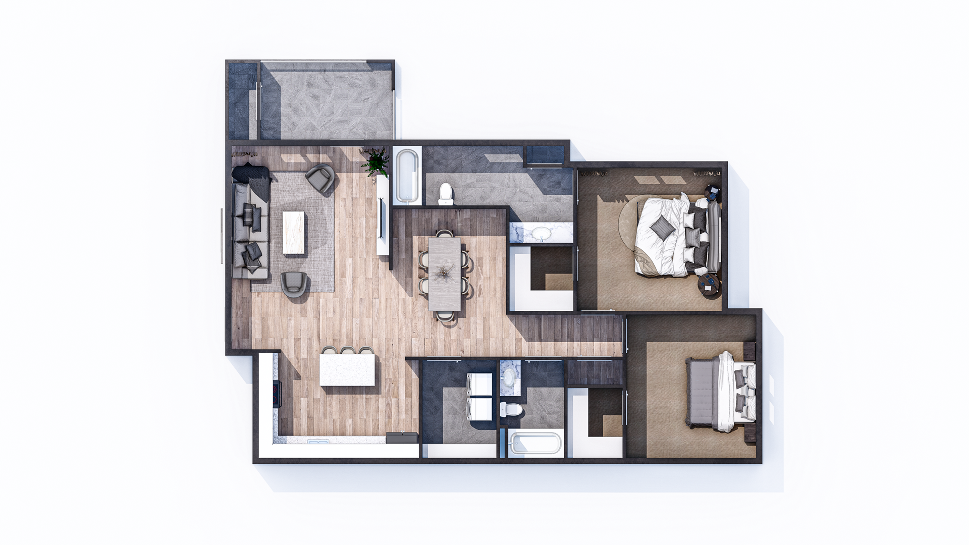 Two Bedroom Luxury Apartment rendering
