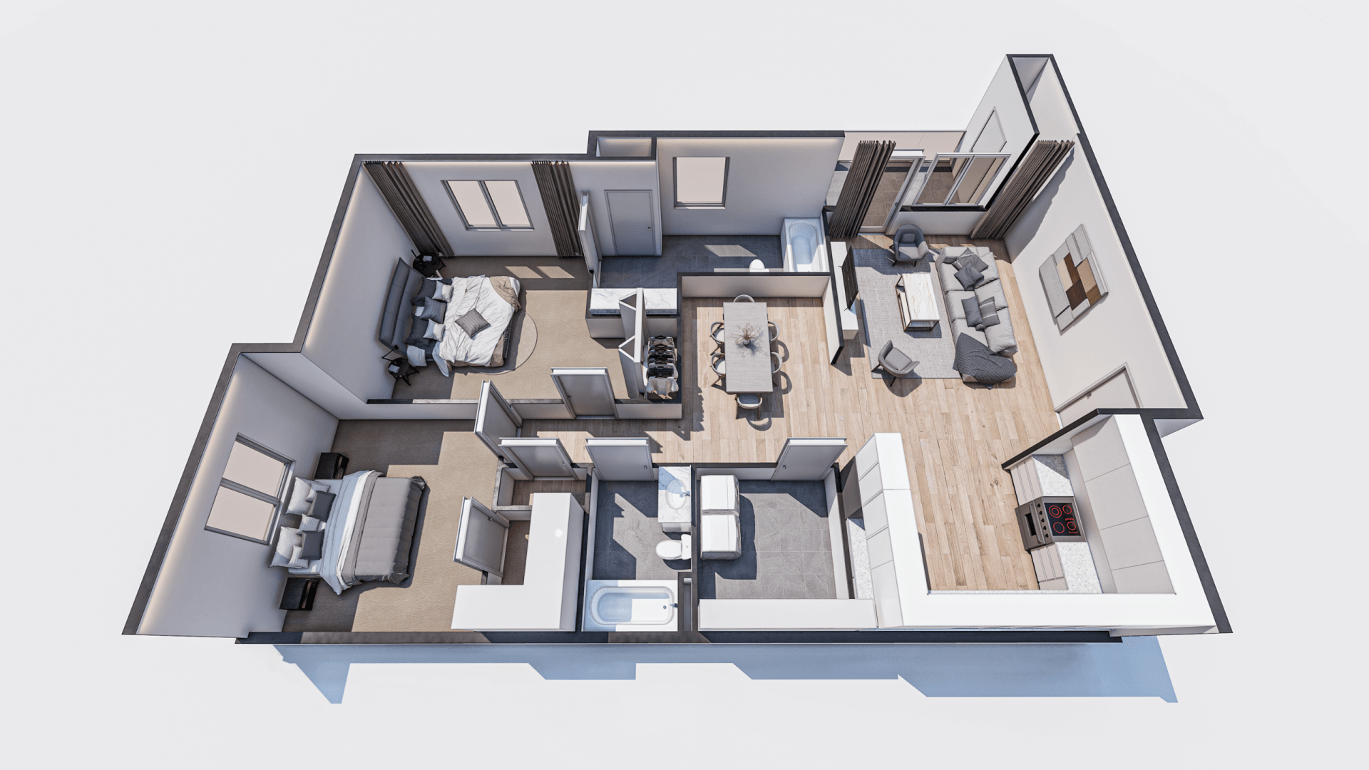 Two Bedroom Luxury Apartment ADA rendering