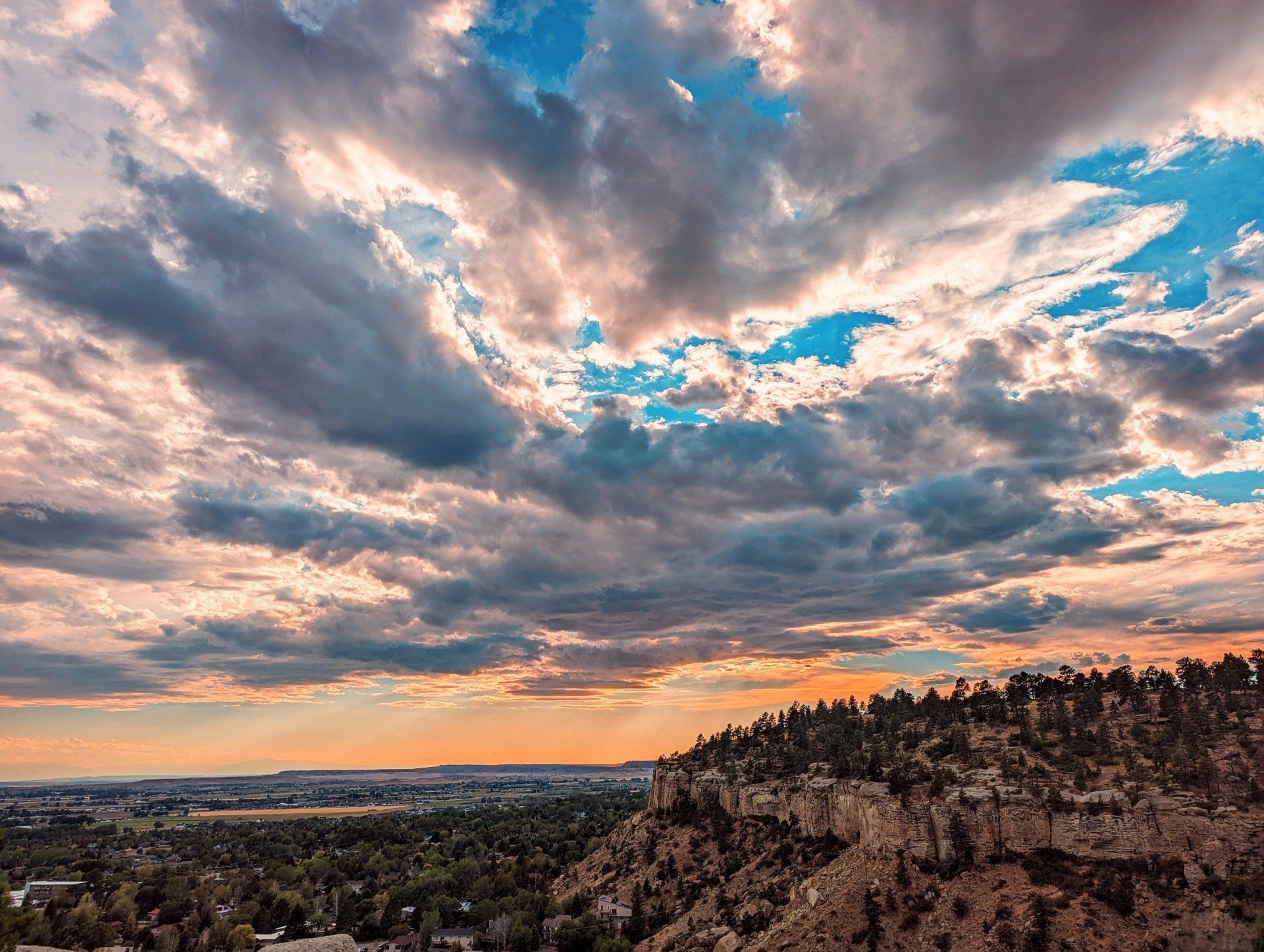 billings montana birds eye view sunset with clouds
