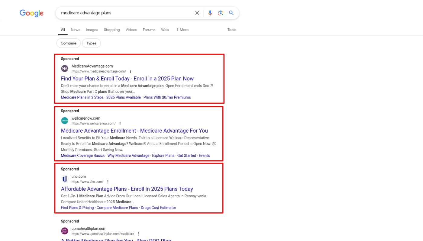 example google ads for 