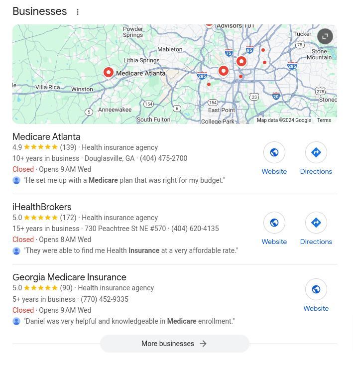 showing the Google map pack for local medicare agents