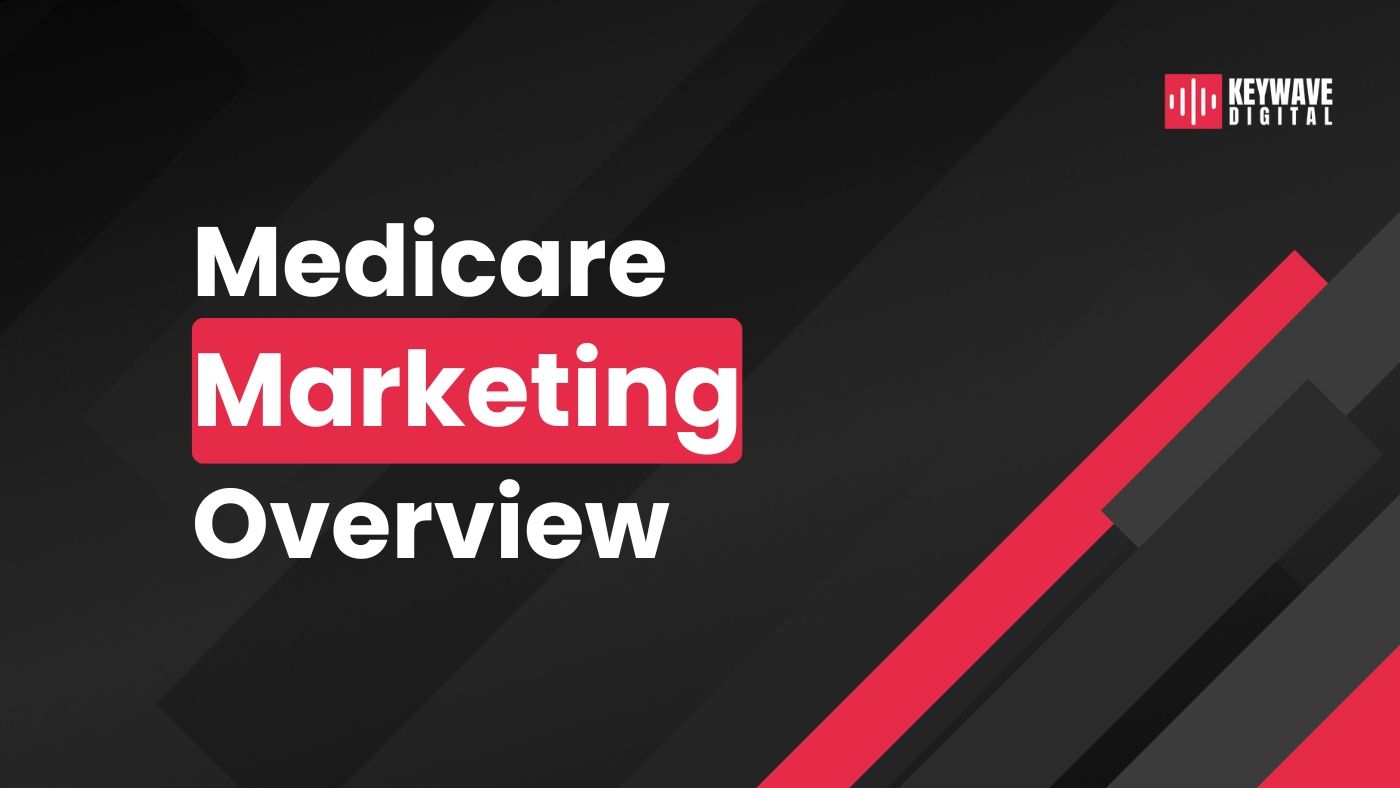 A black background with red lines and the words medicare marketing overview