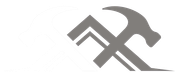 A hammer and a ruler crossed over each other on a white background.