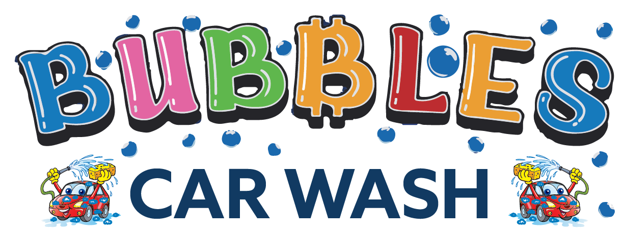 A colorful logo for bubbles car wash