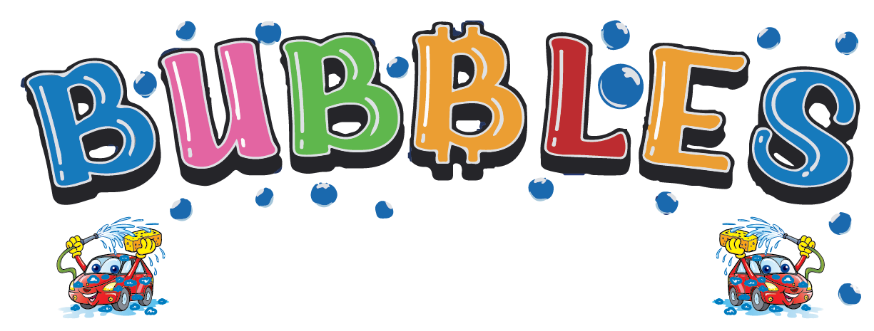 The word bubbles is written in colorful letters on a white background.