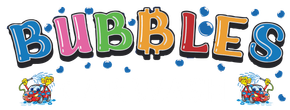 The word bubbles is written in colorful letters on a white background.