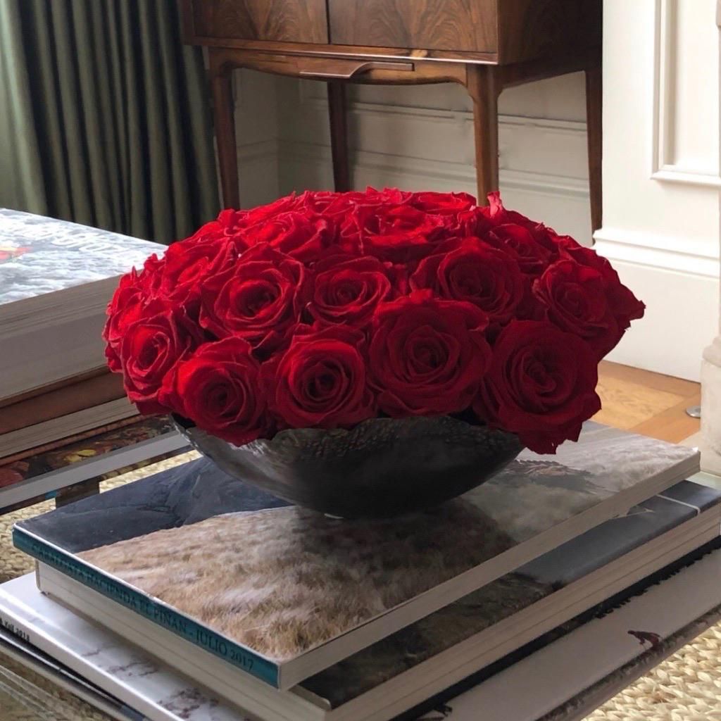 Large bespoke centrepiece with preserved red roses 