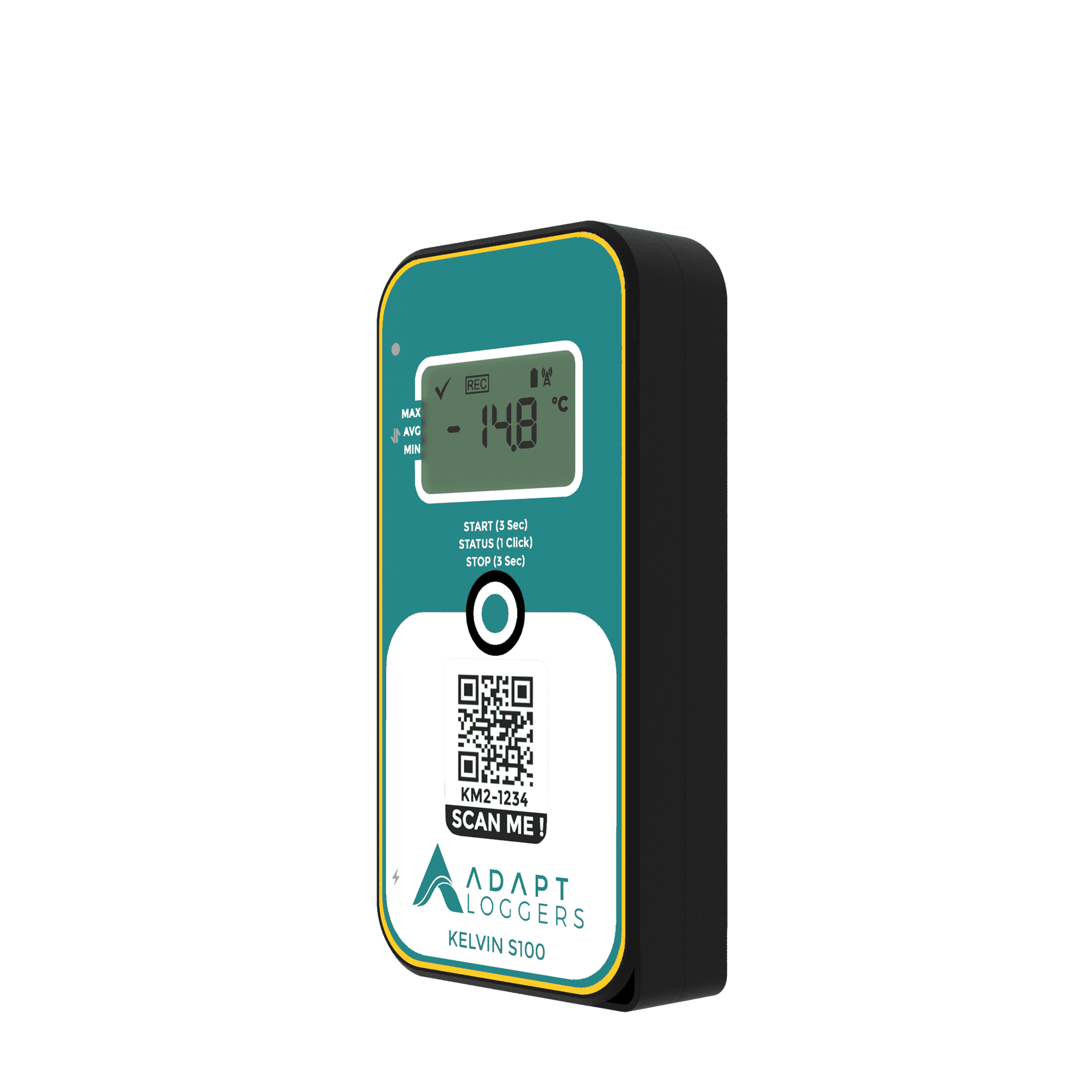 A digital thermometer with a qr code on it.