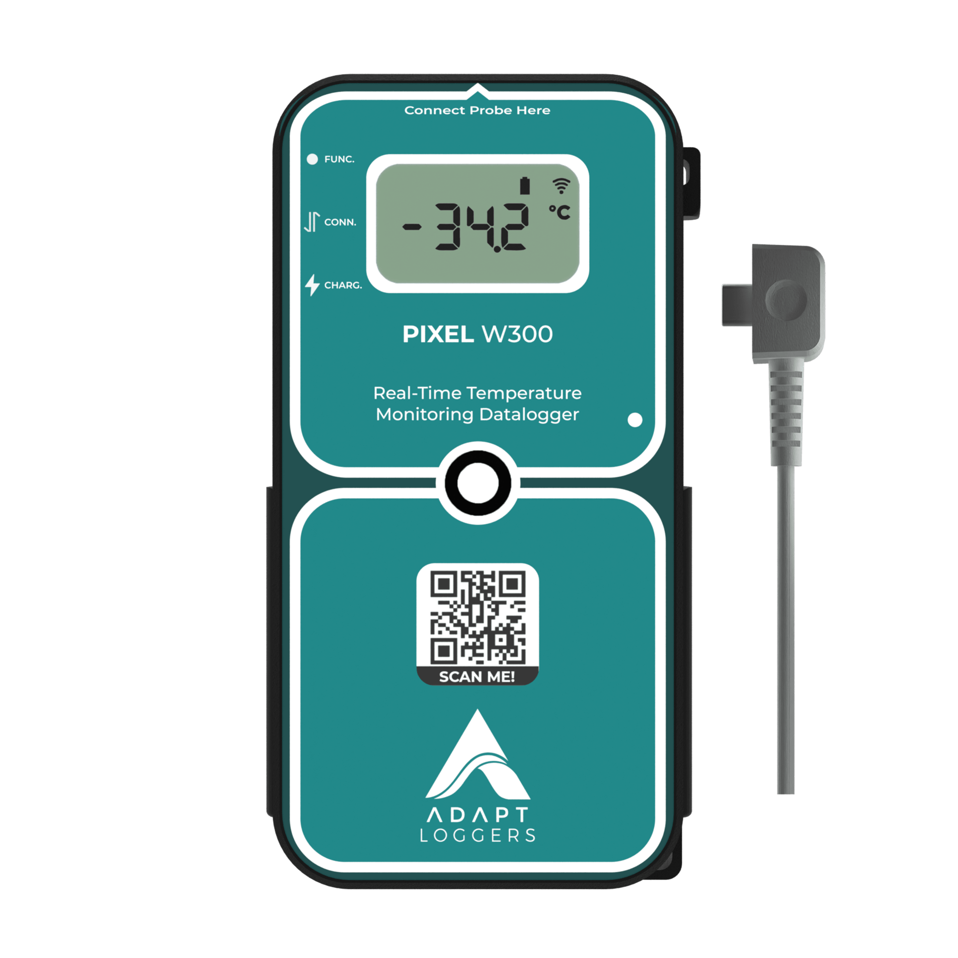 A digital thermometer with a cord attached to it.