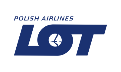 The logo for polish airlines lot is blue and white