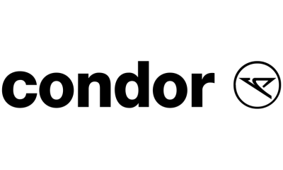 A black and white logo for a company called condor.