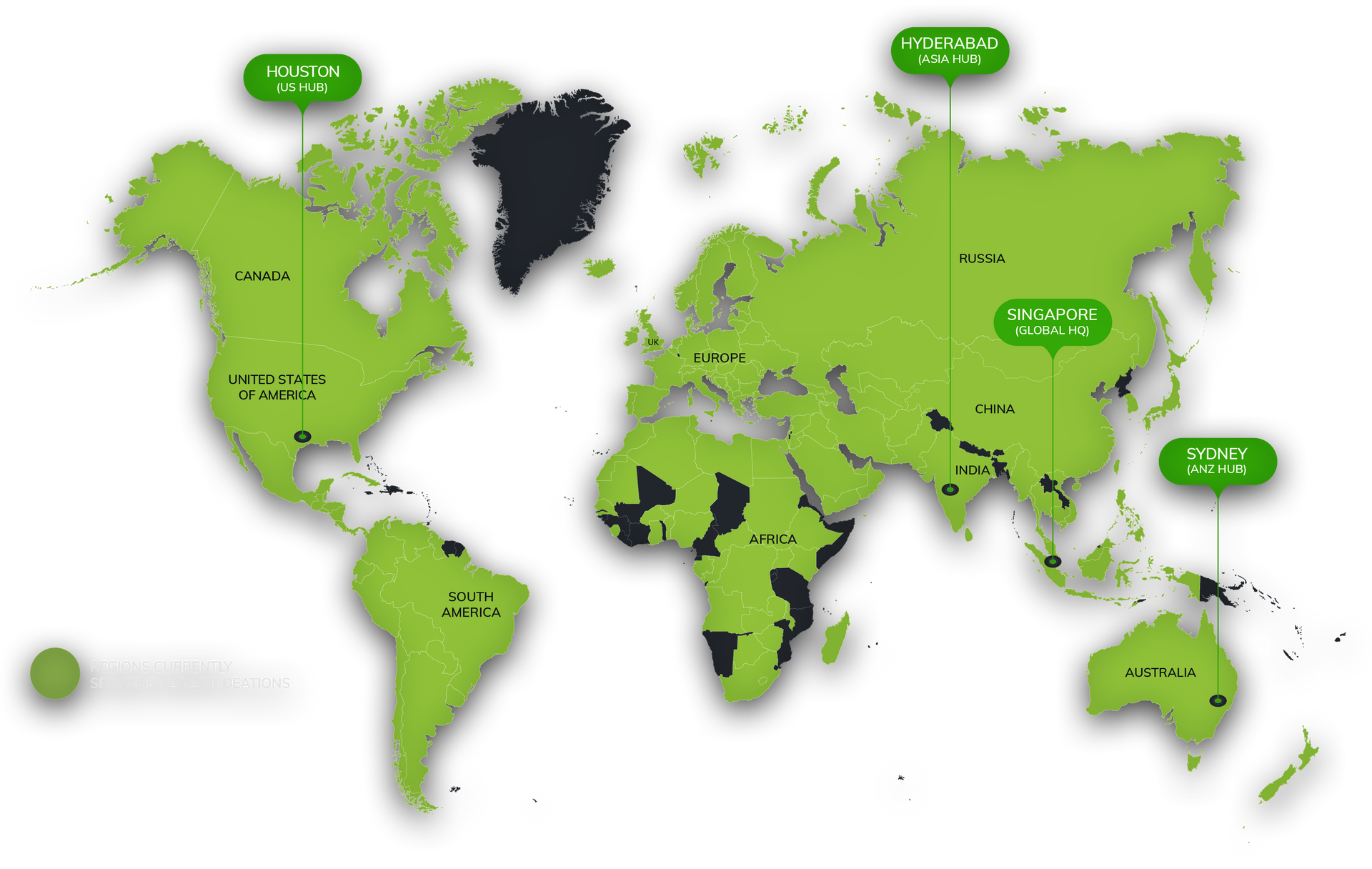 A map of the world with a green border