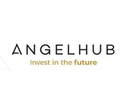 The logo for angelhub is a company that invests in the future.