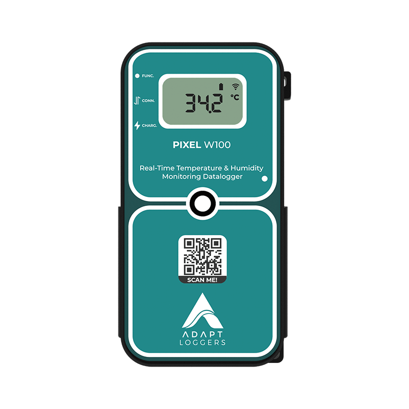 A digital thermometer with a qr code on it.
