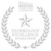 A silver laurel wreath with a star in the center and the words `` technology excellence in cold chain ''.