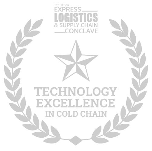 A silver laurel wreath with a star and the words `` technology excellence in cold chain ''.
