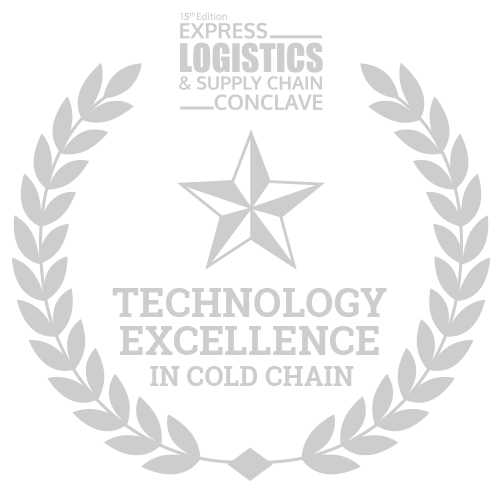 A silver laurel wreath with a star in the center and the words `` technology excellence in cold chain ''.